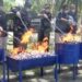 Bea Cukai Gorontalo saat memusnahkan barang bukti 376 Ribu Batang Rokok Ilegal dengan cara dibakar.
