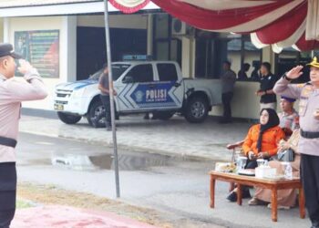 Pelaksanaan apel gelar pasukan kesiapsiagaan tanggap darurat bencana hidrometeorologi tahun 2025 yang dipimpin langsung oleh Kapolres Boalemo, AKBP Sigit Rahayudi,S.I.K.