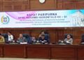 Rapat paripurna terkait penyampaian laporan pansus pertambangan Deprov Gorontalo, kemarin.