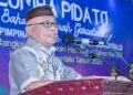 LESTARIKAN. Bupati Gorontalo Sofyan Puhi saat membuka loma pidato bahas Gorontalo antar pimpinan OPD