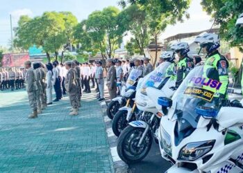 Gelar Apel Pasukan Operasi Zebra Otanaha 2025 di Polda Gorontalo, Senin(17/11). (Foto: Natharahman/ Gorontalo Post)
