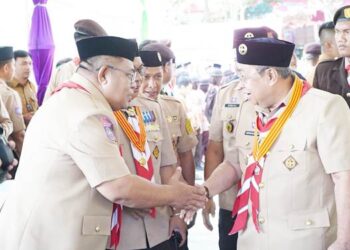 Wali Kota Gorontalo, Adhan Dambea di pembukaan Peran Saka Nasional tahun 2025, Senin (3/11/2025). (Foto: Prokopim)