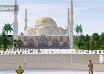 Desain Masjid Raya Gorontalo yang akan dibangun di Desa Talulobutu Selatan, Kecamatan Tapa, Bone Bolango. (foto:istimewa)