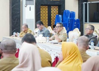 Suasana pelaksanaan Rakorev yang dibuka oleh Wakil Wali Kota Gorontalo, Indra Gobel, Selasa (9/12/2025).