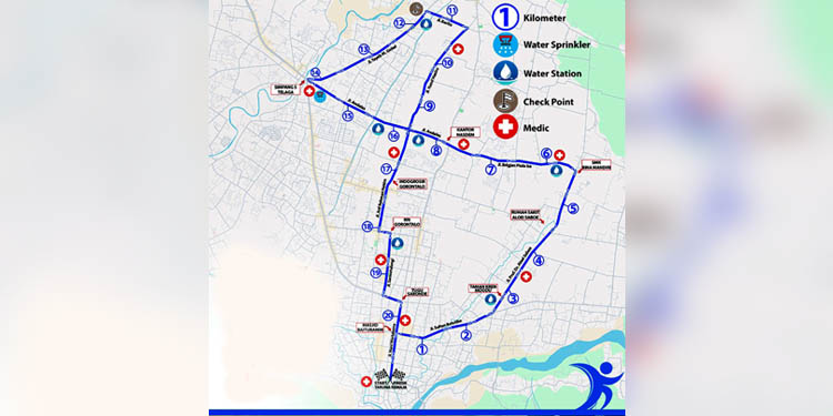 Rute 21K Gorontalo Half Marathon (GHM) 2025 yang dirilis panitia.