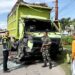 Dua unit mobil truck milik perusahaan sawit mengalami tabrakan di simpang empat Block Plan, Pohuwato.