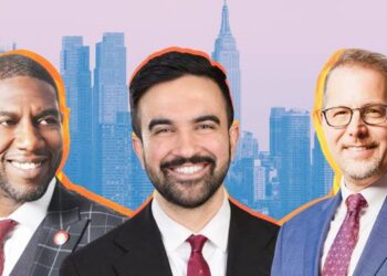 Jumaane Williams (kiri) Zohran Mamdani dan Mark D. Levine.--