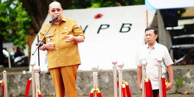 Wali Kota Gorontalo, Adhan Dambea ketika memberikan arahan pada apel kerja perdana awal tahun, Senin (5/1/2026). (Foto: Prokopim)