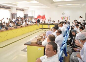Rapat terpadu panitia pelaksanaan Pekan Nasional Petani Nelayan (PENAS) XVII Tahun 2026 di Aula Rumah Jabatan Gubernur Gorontalo, Rabu (28/1/2025). (Foto : Mila-Diskominfotik)