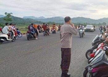 : Satuan Lalu Lintas (Sat Lantas) Polres Gorontalo menyisir sejumlah lokasi yang dinilai marak balap liar. Kamis pagi (19/02/2026)