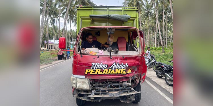 Truck yang terlibat kecelakaan lalu lintas, diamankan oleh Unit Gakkum Satuan Lalu Lintas Polres Pohuwato.