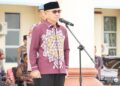 Bupati Pohuwato, Saipul A. Mbuinga,S.H. saat memimpin Apel Gelar Pasukan Operasi Ketupat Otanaha 2026 dalam rangka pengamanan Idul Fitri 1447 Hijriah.