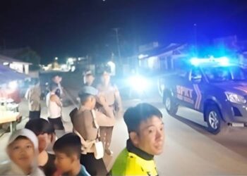 aksi balap liar di Jalan Trans Sulawesi, Kecamatan Tibawa, Kabupaten Gorontalo, dibubarkan polisi, Selasa (10/03/2026) dini hari.