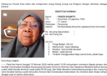 INFO ORANG HILANG: Oma Farida Sudah Hampir Tiga Minggu Dilaporkan Hilang