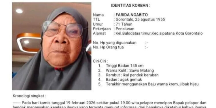 INFO ORANG HILANG: Oma Farida Sudah Hampir Tiga Minggu Dilaporkan Hilang