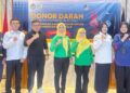 PIPAS LPP Gorontalo saat mengikuti kegiatan donor darah dalam rangka Hari Bakti Pemasyarakatan ke-62 di Kanwil Ditjenpas Gorontalo, Kamis (16/4/2026). (F. Istimewa)