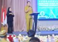 Gubernur Gorontalo Gusnar Ismail saat memberikan sambutan di Forum Musrenbang Provinsi Gorontalo yang digelar di Hulontalo Ballroom, Selasa (14/4). (Foto : dok-pemprov/Bahrian)