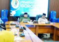 Suasana rapat persiapan perayaan HUT ke-298 Kota Gorontalo yang dipimpin Wali Kota Gorontalo, Adhan Dambea didampingi Wakil Wali Kota Gorontalo, Indra Gobel, Senin (30/3/2026). (Foto: Prokopim)