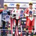 Herjun Atna Firdaus (kanan) berhasil mendapatkan podium ketiga pada balapan pertama kelas Supersport 600 (SS600) di ajang Asia Road Racing Championship (ARRC).
