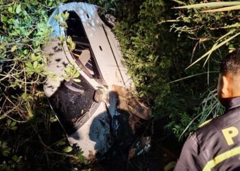 Minibus merek Toyota Agya berwarna putih mengalami kecelakaan lalu lintas tunggal, dan nyangkut di pohon mangrove, Desa Palopo, Kecamatan Marisa, Kabupaten Pohuwato.
