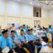 Para jemaah haji yang tergabung dalam kloter 28 UPG yang sudah masuk Embarkasi dan menunggu antrian layanan OSS, Sabtu (9/5/2026). (F. Diyanti/Gorontalo Post)