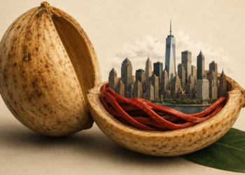 Ilustrasi pala di Pulau Rhun, pulau yang sempat "ditukar guling" dengan Pulau Manhattan di Amerika.--