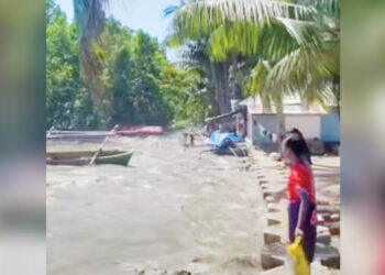 DEKATI PANTAI - Pihak berwenang di Gorontalo Utara memantau kondisi pasang surut air di Pelabuhan Kwandang, Senin (8/6). (ANTARA/Susanti Sako)