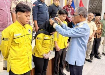 Sekda Kota Gorontalo, Ismail Madjid saat membuka kegiatan Coaching KKLP Berbasis SDGs Universitas Bina Taruna (UNBITA) Gorontalo, Sabtu (20/6/2026).