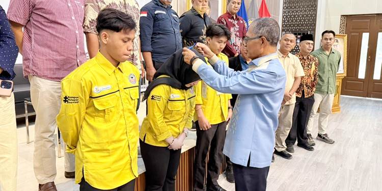 Sekda Kota Gorontalo, Ismail Madjid saat membuka kegiatan Coaching KKLP Berbasis SDGs Universitas Bina Taruna (UNBITA) Gorontalo, Sabtu (20/6/2026).